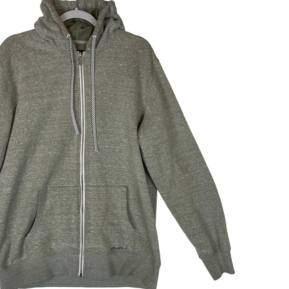 O'Neill Mens Full Zip Hoodie Olive Green Heathered Casual Comfy Activewear L